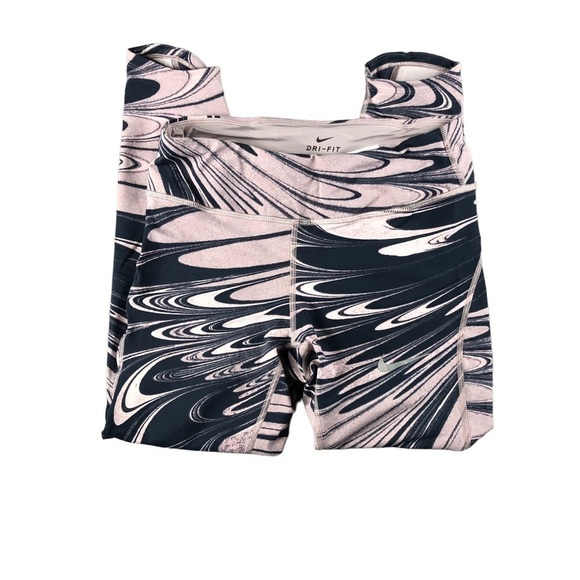 Nike Womens Small Pink Purple Blue Swirl Dri Fit Running Walking Capri Pants - Picture 1 of 9